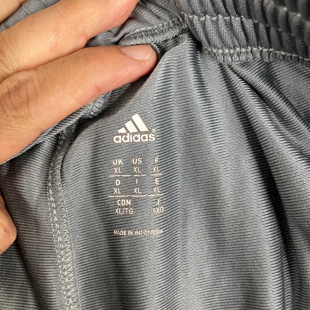 Adidas Track Pants Mens XL Gray Striped Athletic Joggers Drawstring Pockets - Picture 7 of 10